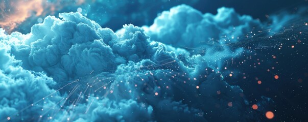 Wall Mural - cloud connection for transfer data on internet , technology concept panorama. generative ai.