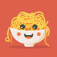 Canvas Print - Cute Cartoon Bowl of Noodles Food Character