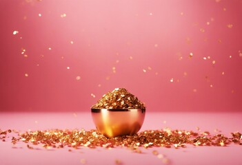 Wall Mural - decoration background confetti christmas bright golden pink gold celebration wallpaper yellow