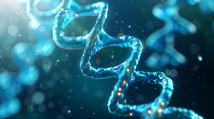 Detailed depiction of DNA molecule structure including the DNA double helix focusing on medical science research of chromosome DNA genetic biotechnology in human genome cells laboratory