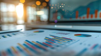 Business Analysis with Charts and Laptop in Office