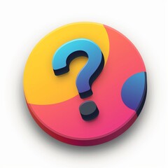 Wall Mural - Question mark symbol web button icon design, colorful flat illustration