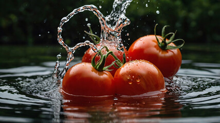 tomatoes falling into water