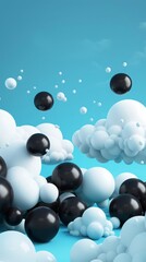 Sticker - background black balls with clouds.