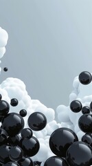 Canvas Print - background black balls with clouds.