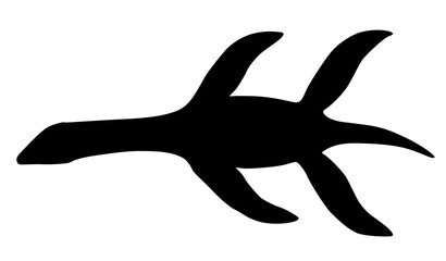 silhouette of a plesiosaur on a white background