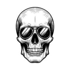 Canvas Print - human skull wears glasses