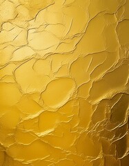 Gold wall texture background. Yellow shiny gold foil paint on wall sheet with gloss light reflection, vibrant golden paper luxury wallpaper