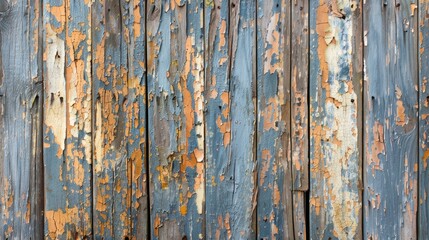 Poster - Rustic wooden planks with peeling paint in a full frame image for design with copy space