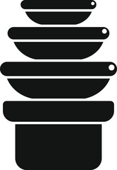 Sticker - Black and white icon of a stack of food storage containers with lids, ideal for storing leftovers or meal prepping