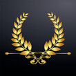 © Dima - a golden laurel wreath with a ribbon. Vector on a grey background