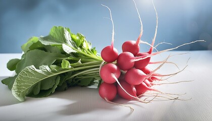 Wall Mural - Bunch of fresh radish with foliage 