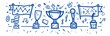 © DZMITRY - Success leader business doodle icons. A man with a leadership flag holding a certificate and trophy. Victory, success, and winner concept icon. Outline editable pen stroke. Modern illustration.