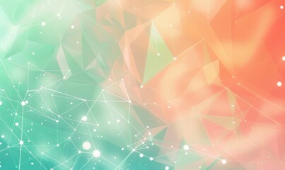 Wall Mural - Space 3D Background with Low Poly Design in Pastel Green and Peach Concept 3D Design, Abstract Art