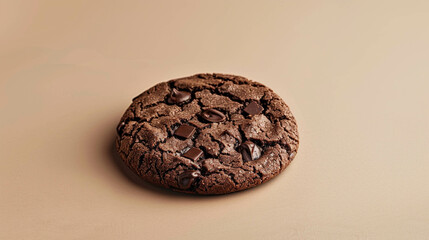 Chocolate cookie on a light beige background