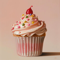 Canvas Print - cupcake with pink frosting