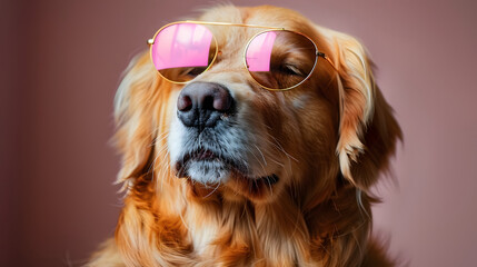 Wall Mural - The Golden Retriever in Sunglasses