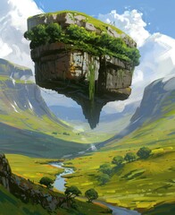 Canvas Print - a painting of a floating island in the sky