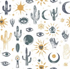 Poster - a pattern of various types of hand drawn objects