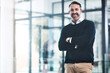 © peopleimages.com - Mature, businessman and arms crossed portrait with law firm, attorney agency or manager for goals. Happy lawyer, professional company employee and worker in modern office, proud and consultant smile