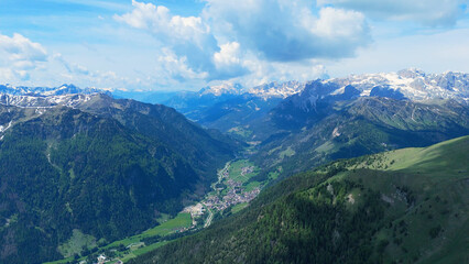 Wall Mural - Italy dolomites natural park Passo Sella and general images with drone