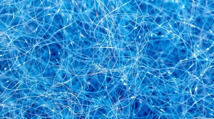 Dark   blue neon thin cobweb threads background close up in high quality minimalist style, banner
