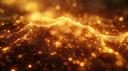 Dark and yellow neon cobweb threads close up, minimalist style stock photo for background, banner