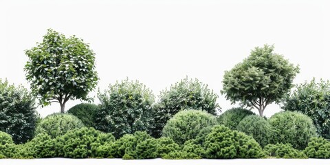 Poster - A natural scene featuring a row of trees with lush green leaves