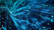 © Prasanth - Abstract representation of digital data flowing through a network. Digital artwork of blue dots and lines represent global network connecting. Futuristic technology concept for print, poster. AIG53F.