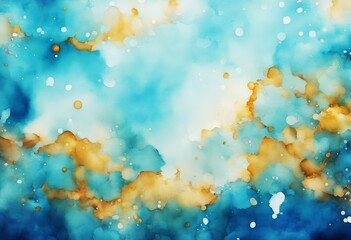 Wall Mural - painted background watercolor sky blue paint hand colourful water brush abstract