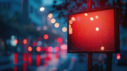 Wall Mural - A red street sign sits on the side of a road, providing direction and guidance