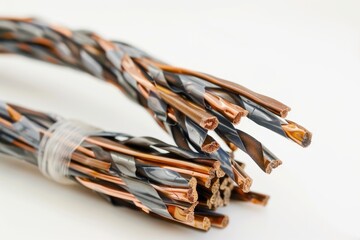 Canvas Print - A close-up shot of a collection of wires on a white background