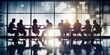 © iamfrk7 - Silhouetted Business Meeting in Modern Office with Cityscape View, Perfect for Corporate and Professional Advertising Themes
