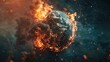 © Boraryn - Earth globe collapse, burning, destroyed by fire. Conceptual illustration of global warming, caused by the excessive exploitation of global finance and industry