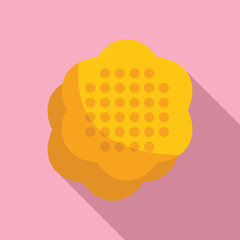 Poster - Round waffle icon laying on pink background, flat style