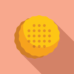 Sticker - Flat design icon of a round butter cookie with sugar sprinkles on a pink background