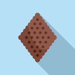 Sticker - Simple square chocolate cracker with holes lying on blue background