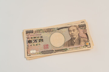 Wall Mural - Japanese Yen banknote on white background