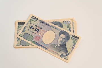 Japanese Yen banknote on white background