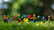 © Jojo - Small figurines of different professions placing puzzle pieces together on a grassy field