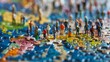 © Jojo - Small figurines of various cultures collaborating on a jigsaw puzzle in a community center