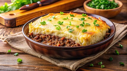 Canvas Print - Traditional Brazilian Shepherd's Pie made with layers of dried beef, mashed cassava