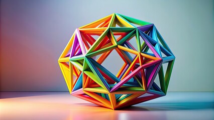 Poster - Vibrant and colourful geometric sculpture showcasing intricate details, geometric, sculpture, colorful, vibrant, abstract, design