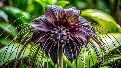 Wall Mural - of a Tacca black bat flower with intricate petals and dark coloration, Tacca, black, bat flower,intricate, petals, dark