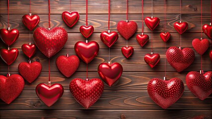 Wall Mural - Red heart decorations perfect for Valentine's Day , love, romance, heart shape, February 14, anniversary, affection