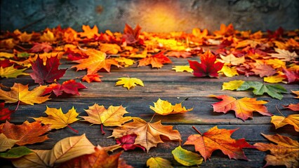 Wall Mural - Vibrant autumn leaves scattered on the ground, fall, foliage, seasonal, nature, colorful, vibrant, orange, red, yellow, brown