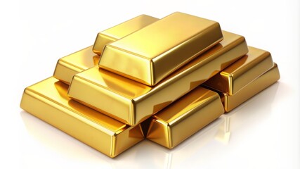 Wall Mural - A stack of gold bars with a white background