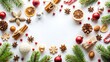 © NewFresh  - Christmas decoration on white background. Flat lay, top view, copy space.