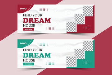 Red and Blue color Facebook cover vector design