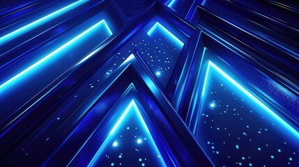 Wall Mural - futuristic blue neon tunnel with reflective floor